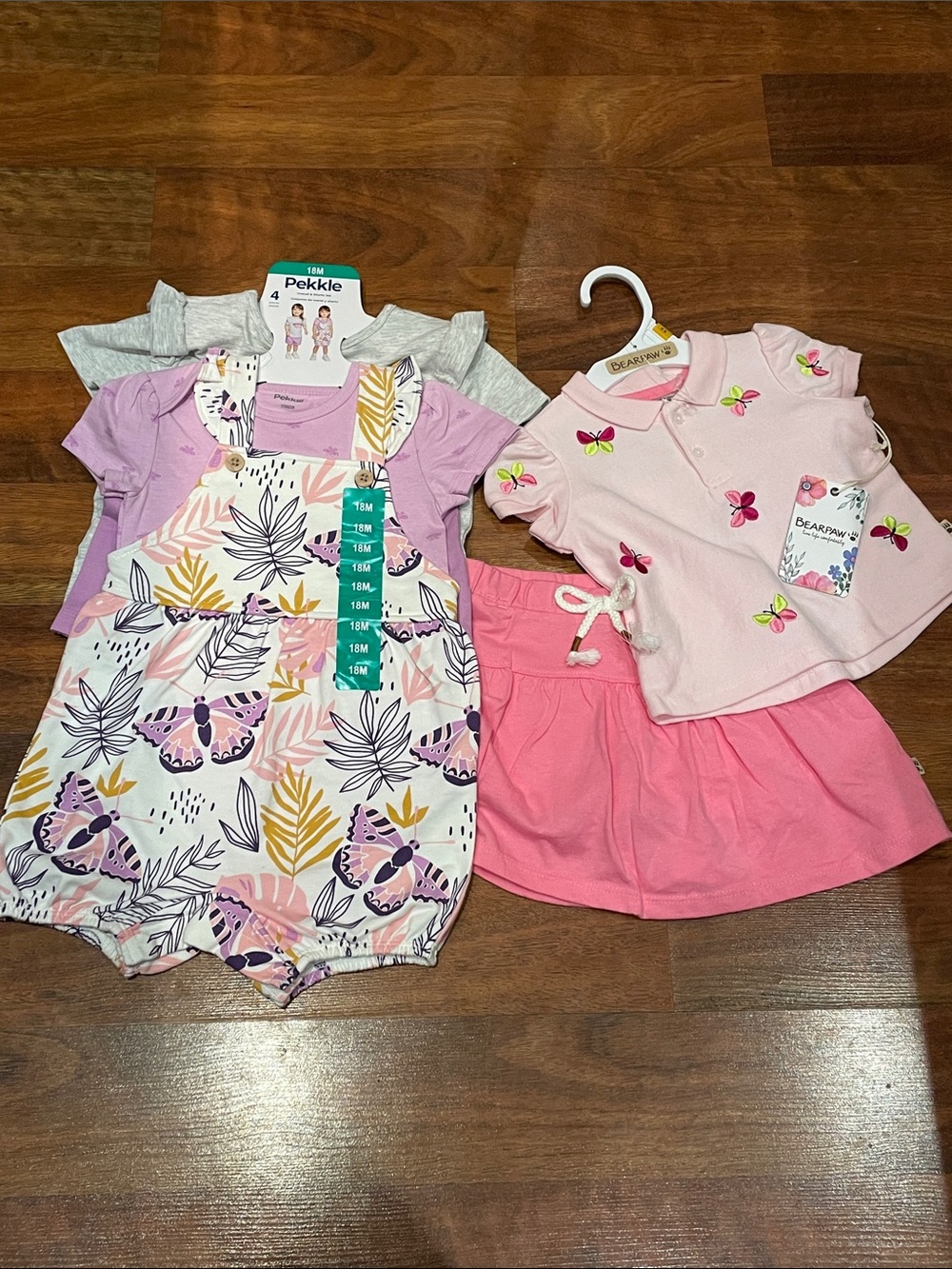 Toddler Pink BearPaw set & Floral Romper Set